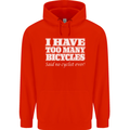 Too Many Bicycles Said No Cyclist Cycling Childrens Kids Hoodie Bright Red