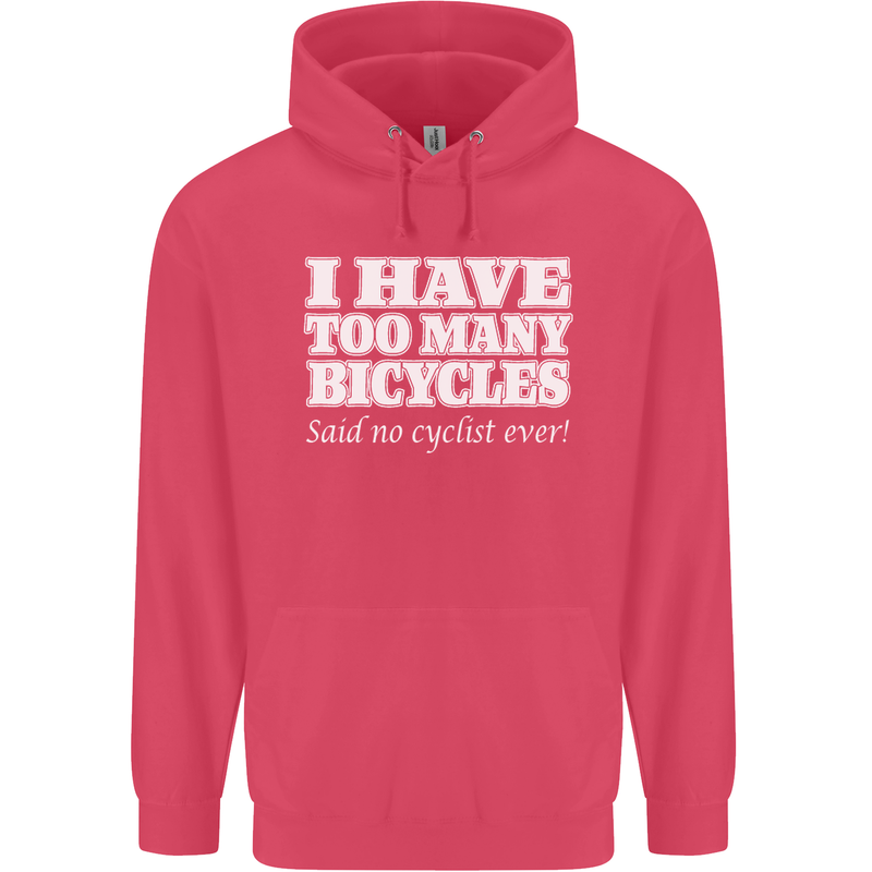Too Many Bicycles Said No Cyclist Cycling Childrens Kids Hoodie Heliconia