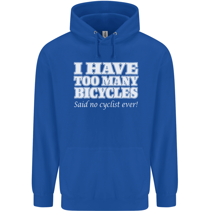 Too Many Bicycles Said No Cyclist Cycling Childrens Kids Hoodie Royal Blue