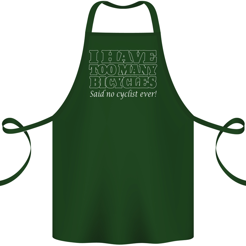 Too Many Bicycles Said No Cyclist Cycling Cotton Apron 100% Organic Forest Green