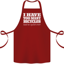 Too Many Bicycles Said No Cyclist Cycling Cotton Apron 100% Organic Maroon