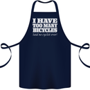 Too Many Bicycles Said No Cyclist Cycling Cotton Apron 100% Organic Navy Blue