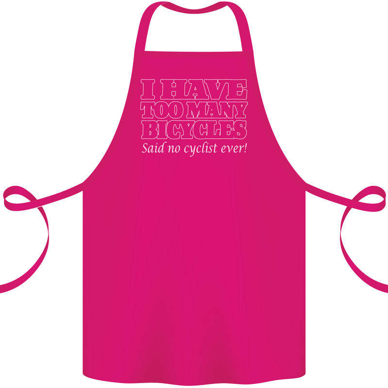 Too Many Bicycles Said No Cyclist Cycling Cotton Apron 100% Organic Pink