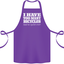 Too Many Bicycles Said No Cyclist Cycling Cotton Apron 100% Organic Purple