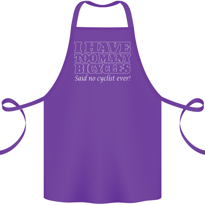 Too Many Bicycles Said No Cyclist Cycling Cotton Apron 100% Organic Purple
