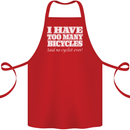 Too Many Bicycles Said No Cyclist Cycling Cotton Apron 100% Organic Red