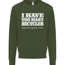 Too Many Bicycles Said No Cyclist Cycling Kids Sweatshirt Jumper Forest Green