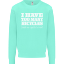 Too Many Bicycles Said No Cyclist Cycling Kids Sweatshirt Jumper Peppermint
