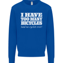 Too Many Bicycles Said No Cyclist Cycling Kids Sweatshirt Jumper Royal Blue