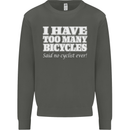 Too Many Bicycles Said No Cyclist Cycling Kids Sweatshirt Jumper Storm Grey