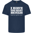 Too Many Bicycles Said No Cyclist Cycling Kids T-Shirt Childrens Navy Blue