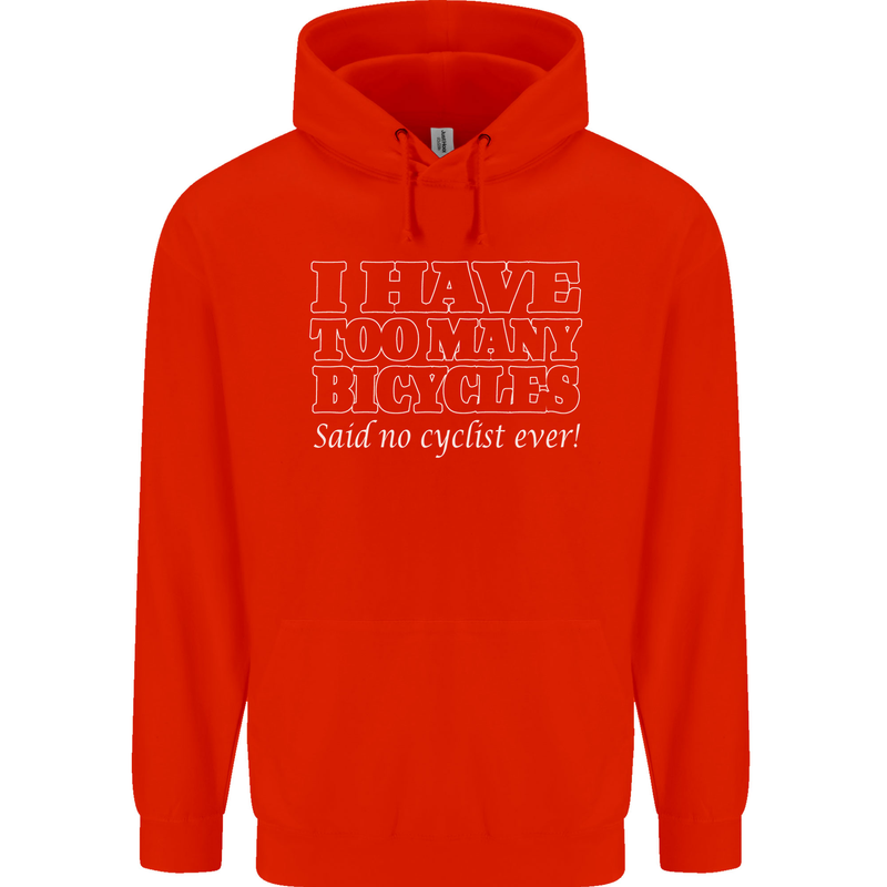 Too Many Bicycles Said No Cyclist Cycling Mens 80% Cotton Hoodie Bright Red
