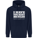 Too Many Bicycles Said No Cyclist Cycling Mens 80% Cotton Hoodie Navy Blue