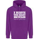 Too Many Bicycles Said No Cyclist Cycling Mens 80% Cotton Hoodie Purple