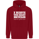 Too Many Bicycles Said No Cyclist Cycling Mens 80% Cotton Hoodie Red