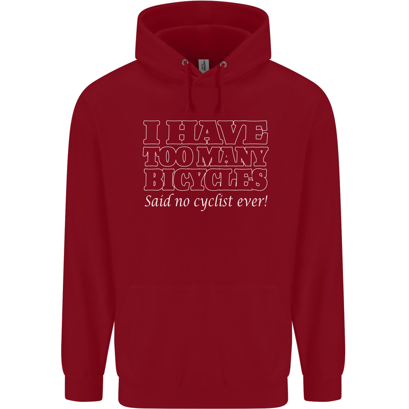 Too Many Bicycles Said No Cyclist Cycling Mens 80% Cotton Hoodie Red