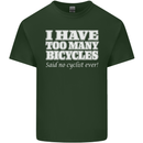 Too Many Bicycles Said No Cyclist Cycling Mens Cotton T-Shirt Tee Top Forest Green