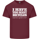 Too Many Bicycles Said No Cyclist Cycling Mens Cotton T-Shirt Tee Top Maroon