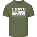 Too Many Bicycles Said No Cyclist Cycling Mens Cotton T-Shirt Tee Top Military Green
