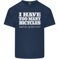 Too Many Bicycles Said No Cyclist Cycling Mens Cotton T-Shirt Tee Top Navy Blue