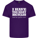 Too Many Bicycles Said No Cyclist Cycling Mens Cotton T-Shirt Tee Top Purple