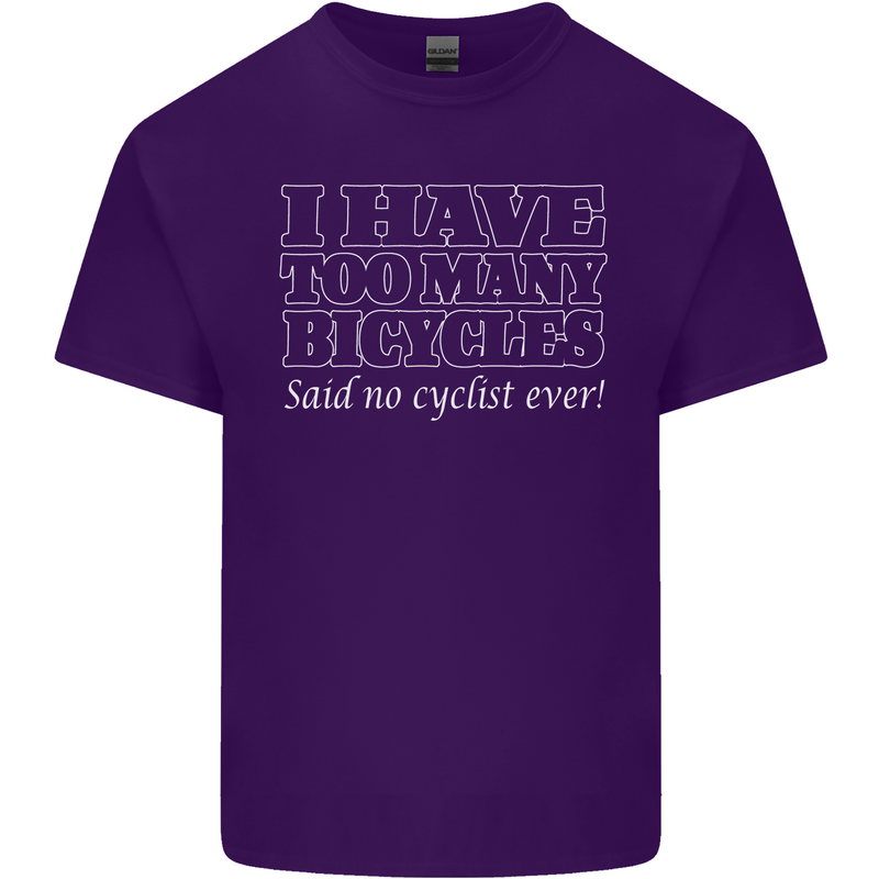 Too Many Bicycles Said No Cyclist Cycling Mens Cotton T-Shirt Tee Top Purple