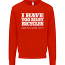 Too Many Bicycles Said No Cyclist Cycling Mens Sweatshirt Jumper Bright Red