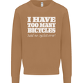 Too Many Bicycles Said No Cyclist Cycling Mens Sweatshirt Jumper Caramel Latte