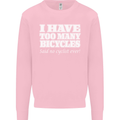 Too Many Bicycles Said No Cyclist Cycling Mens Sweatshirt Jumper Light Pink