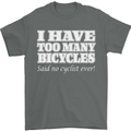 Too Many Bicycles Said No Cyclist Cycling Mens T-Shirt Cotton Gildan Charcoal