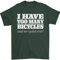 Too Many Bicycles Said No Cyclist Cycling Mens T-Shirt Cotton Gildan Forest Green