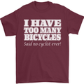 Too Many Bicycles Said No Cyclist Cycling Mens T-Shirt Cotton Gildan Maroon