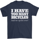 Too Many Bicycles Said No Cyclist Cycling Mens T-Shirt Cotton Gildan Navy Blue