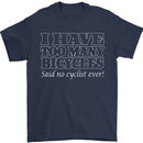 Too Many Bicycles Said No Cyclist Cycling Mens T-Shirt Cotton Gildan Navy Blue