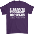 Too Many Bicycles Said No Cyclist Cycling Mens T-Shirt Cotton Gildan Purple