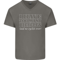 Too Many Bicycles Said No Cyclist Cycling Mens V-Neck Cotton T-Shirt Charcoal