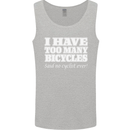 Too Many Bicycles Said No Cyclist Cycling Mens Vest Tank Top Sports Grey