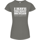 Too Many Bicycles Said No Cyclist Cycling Womens Petite Cut T-Shirt Charcoal