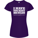 Too Many Bicycles Said No Cyclist Cycling Womens Petite Cut T-Shirt Purple