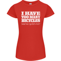 Too Many Bicycles Said No Cyclist Cycling Womens Petite Cut T-Shirt Red