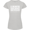 Too Many Bicycles Said No Cyclist Cycling Womens Petite Cut T-Shirt Sports Grey