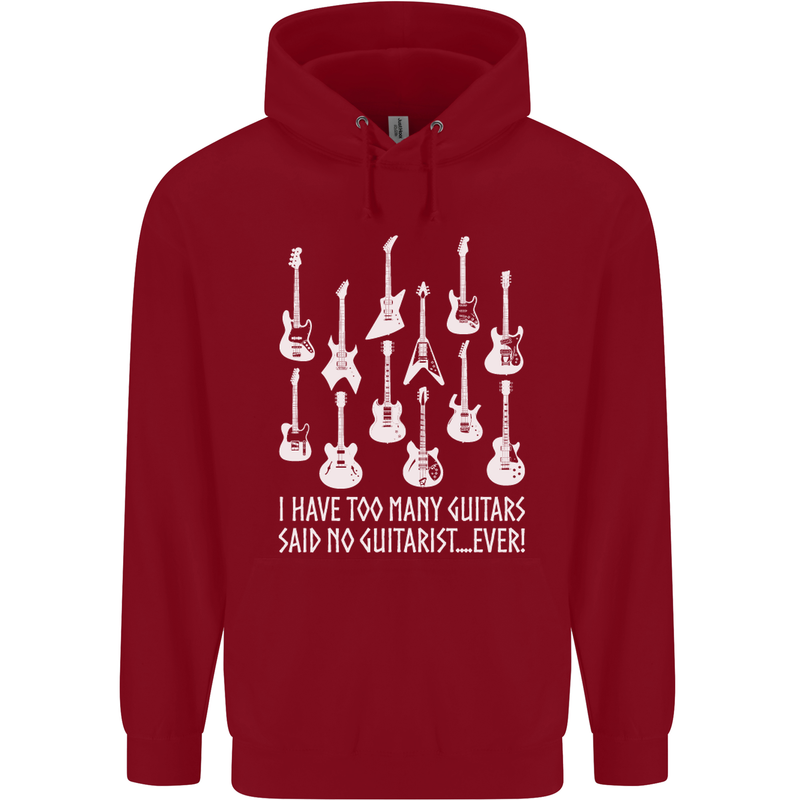 Too Many Guitars Said No Guitarist Childrens Kids Hoodie Red