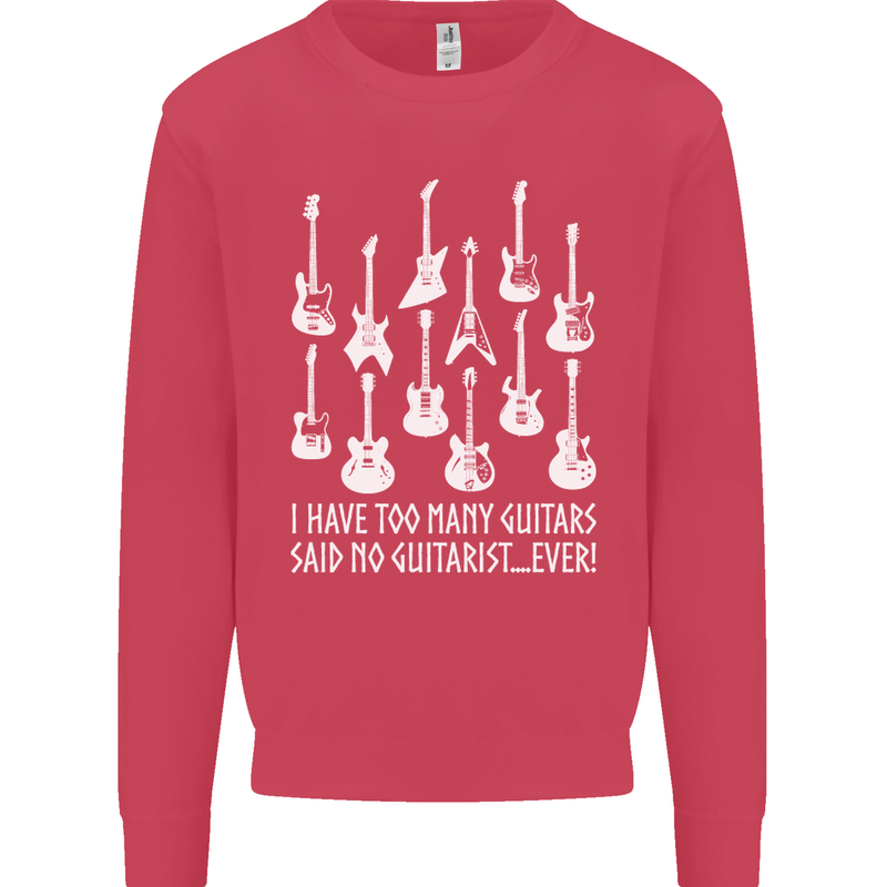 Too Many Guitars Said No Guitarist Kids Sweatshirt Jumper Heliconia