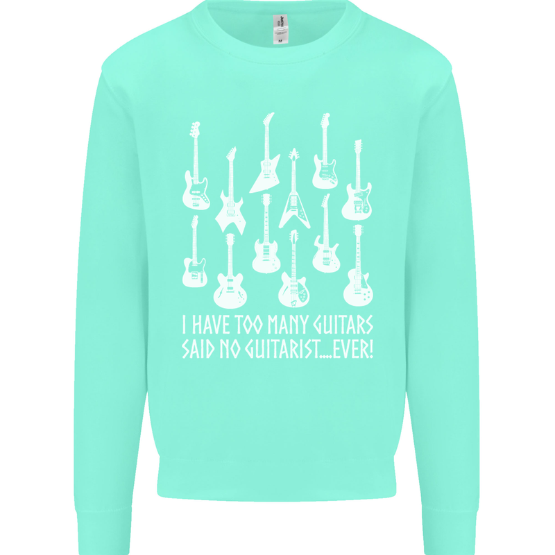 Too Many Guitars Said No Guitarist Kids Sweatshirt Jumper Peppermint