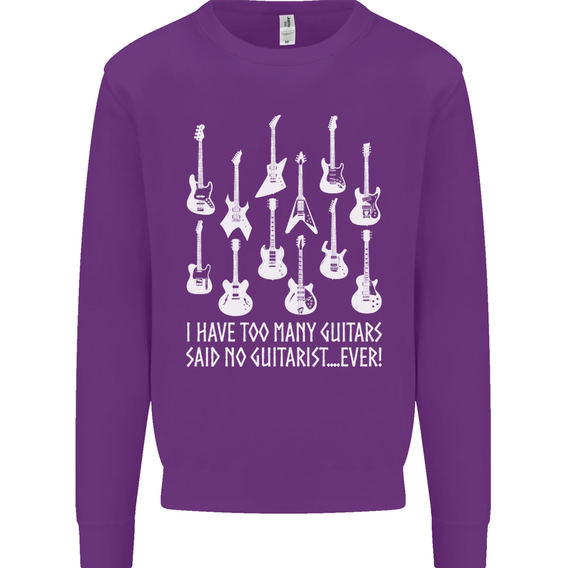 Too Many Guitars Said No Guitarist Kids Sweatshirt Jumper Purple