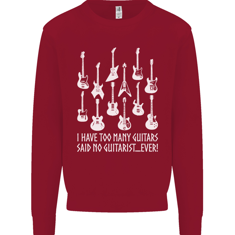Too Many Guitars Said No Guitarist Kids Sweatshirt Jumper Red
