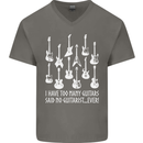 Too Many Guitars Said No Guitarist Mens V-Neck Cotton T-Shirt Charcoal