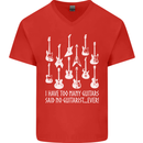 Too Many Guitars Said No Guitarist Mens V-Neck Cotton T-Shirt Red