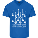 Too Many Guitars Said No Guitarist Mens V-Neck Cotton T-Shirt Royal Blue
