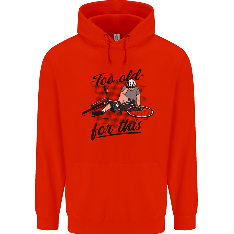Too Old For This Funny Cycling Bicycle Mens 80% Cotton Hoodie Bright Red